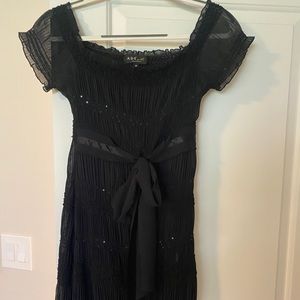 ABS by Allen Schwartz black lace beaded dress